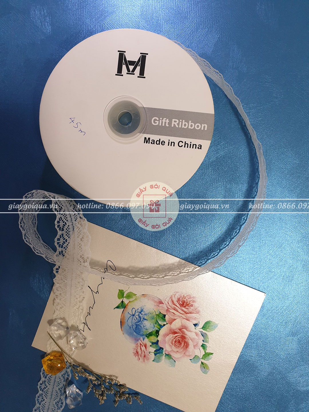Ruy băng ren 3cm màu Trắng