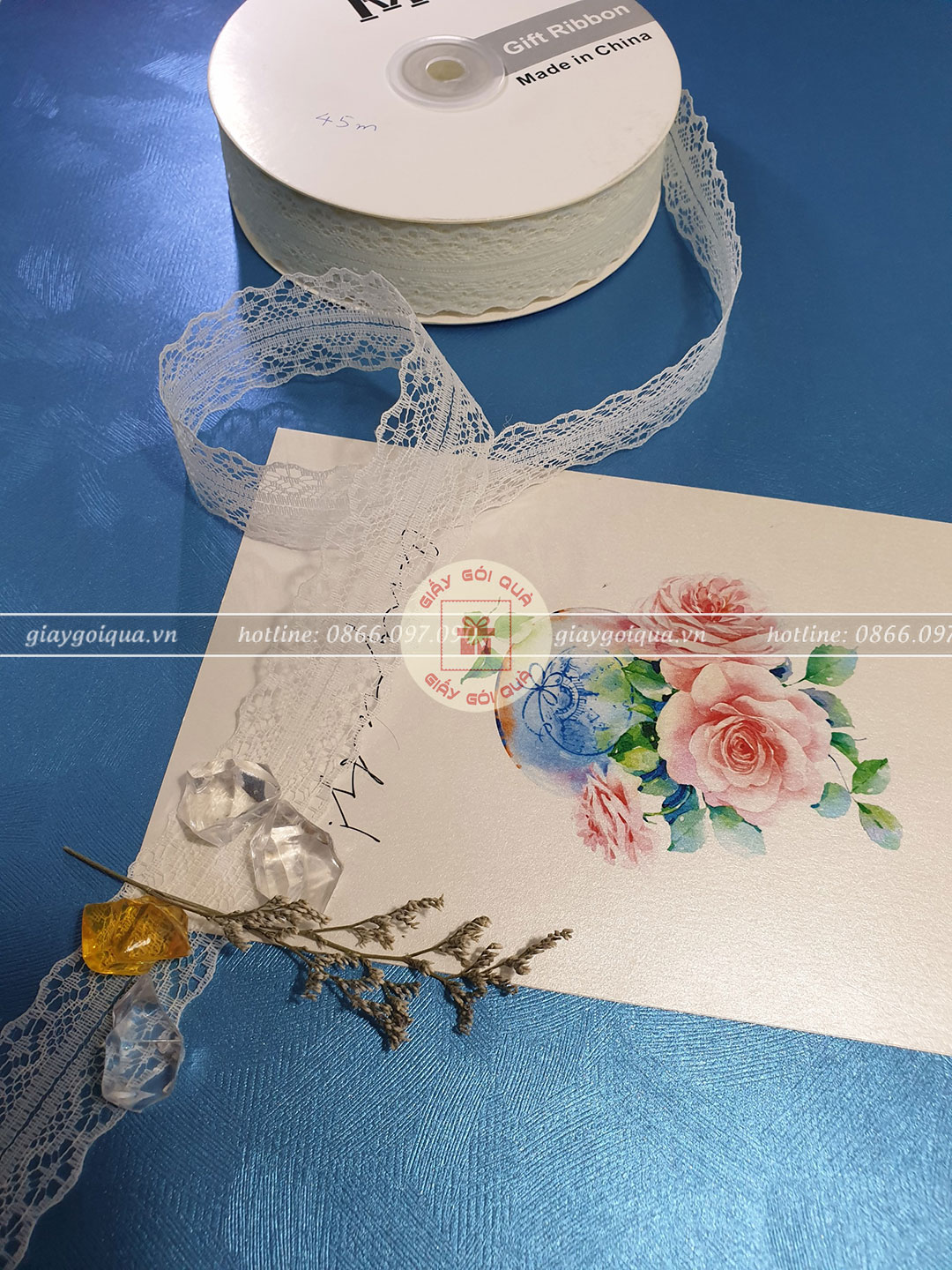 Ruy băng ren 3cm màu Trắng