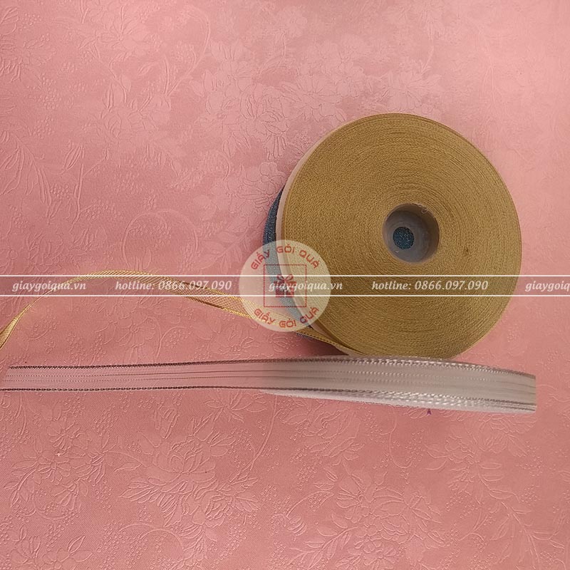 Ruy băng voan 1cm viền kim tuyến