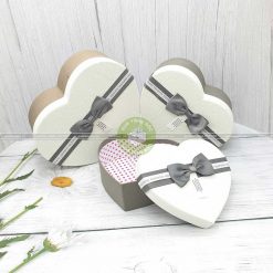Hộp quà trái tim màu trắng 3 kích thước 16, 19, 22cm - HQ39