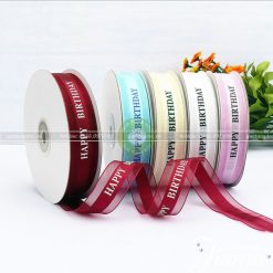 Ruy băng Happy Birthday voan pha lụa 2,5cm - RB32