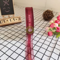 Ruy băng Happy Birthday voan pha lụa 2,5cm - RB32