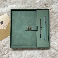 Set quà tặng Sổ da và Bút - Xanh ngọc không nơ (SQ-SB-XN0)