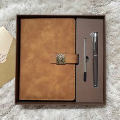 Set quà tặng Sổ da và Bút - Nâu bò không Nơ (SQ-SB-NB0)
